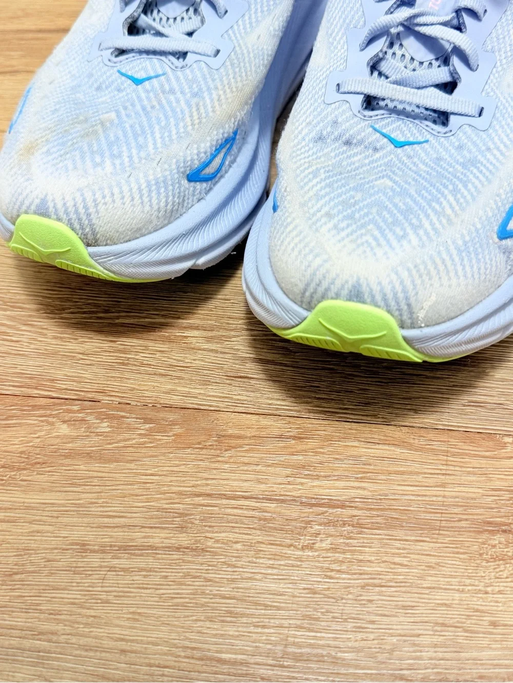 Hoka Men's Light Blue Athletic Running Shoes with Neon Accent
